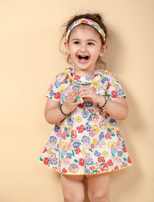 Floral New Born Baby Dress for Girls Kids with Headband (Multi) - Tweeny Mini