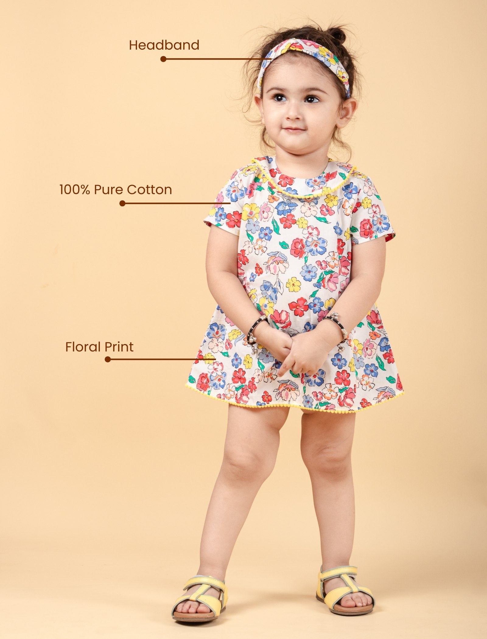 Floral New Born Baby Dress for Girls Kids with Headband (Multi) - Tweeny Mini