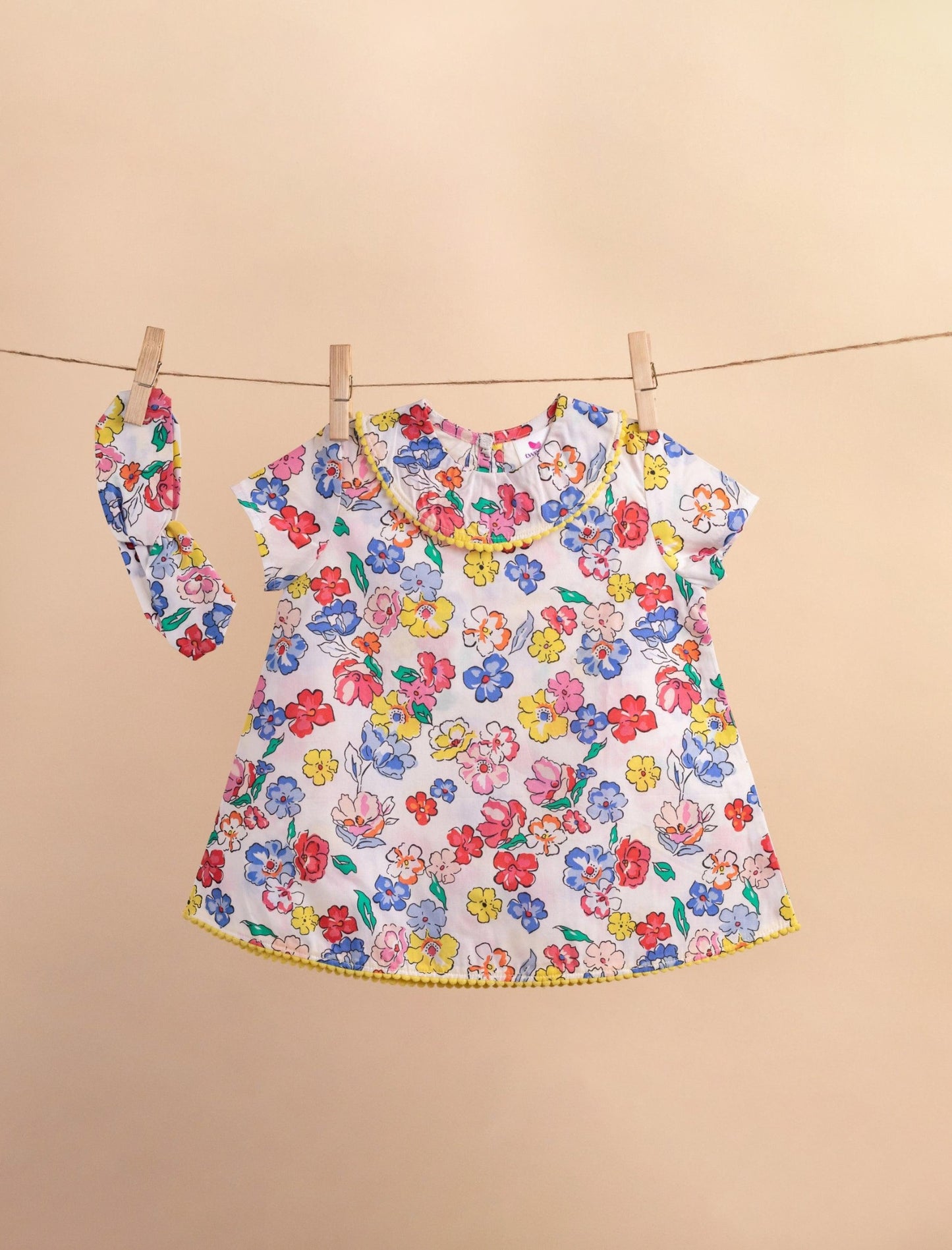 Floral New Born Baby Dress for Girls Kids with Headband (Multi) - Tweeny Mini