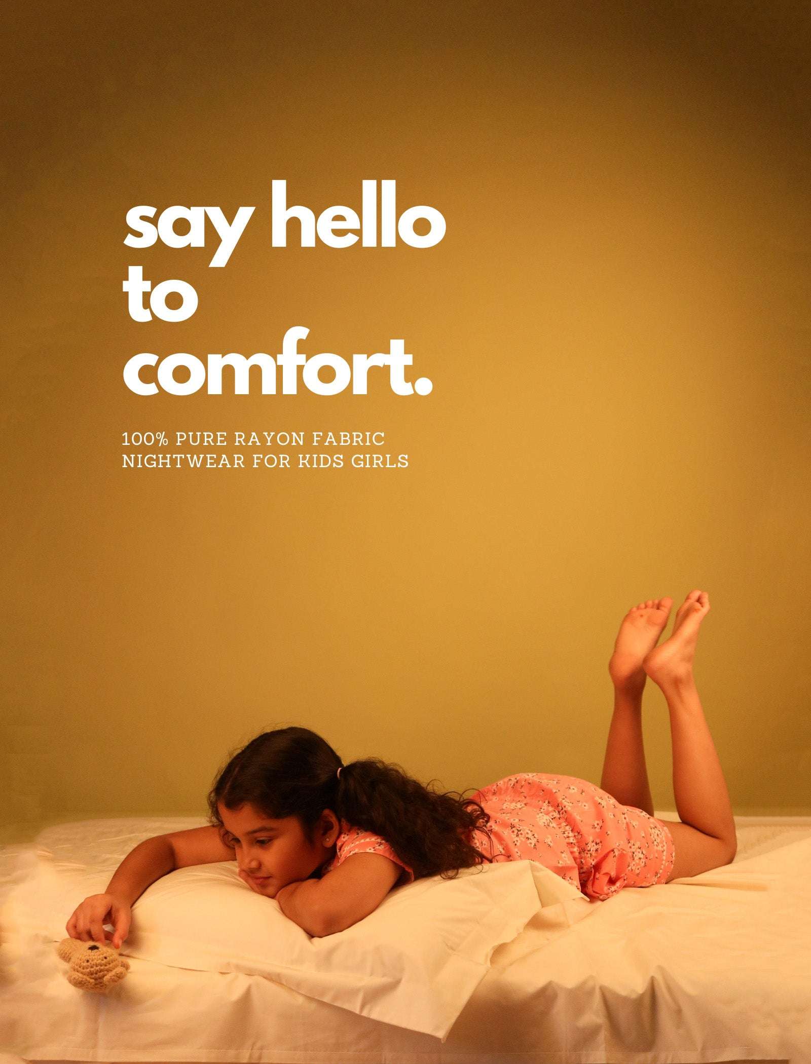 Pure Rayon Floral Nightdress for Kids Girls (Peach) - Tweeny Mini