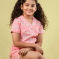 Pure Rayon Floral Nightdress for Kids Girls (Peach) - Tweeny Mini