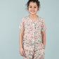 Pure Rayon Floral Printed Night Dress for Girls Kids with Pyjama Set (Half Sleeve, Beige) - Tweeny Mini