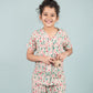 Pure Rayon Floral Printed Night Dress for Girls Kids with Pyjama Set (Half Sleeve, Beige) - Tweeny Mini