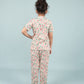 Pure Rayon Floral Printed Night Dress for Girls Kids with Pyjama Set (Half Sleeve, Beige) - Tweeny Mini