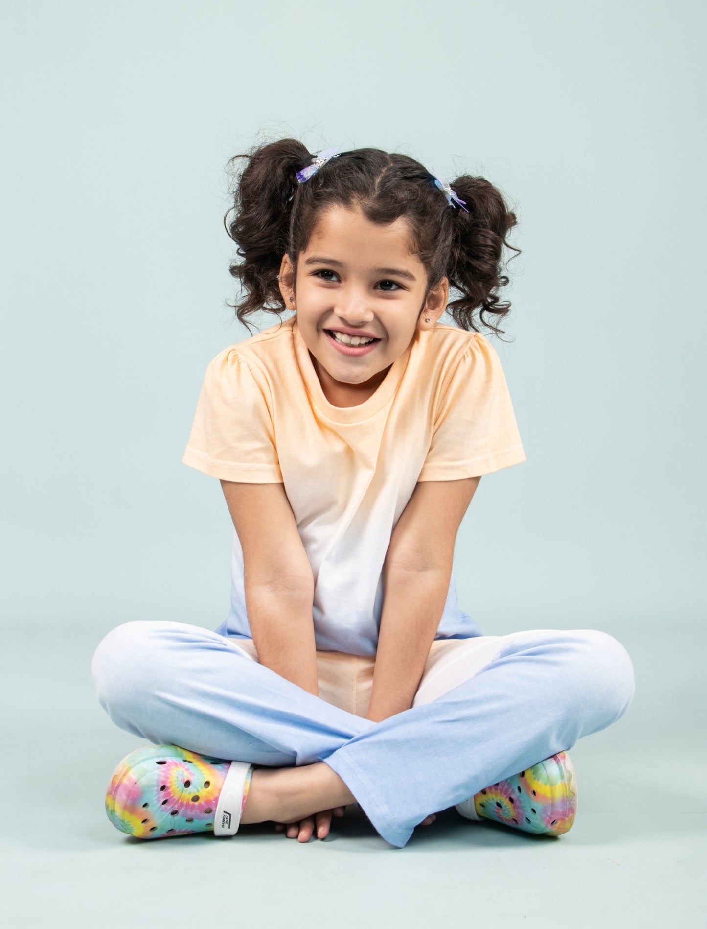 Ombre Style Tie-dye Nightwear for Girls Kids (Orange Blue) - Tweeny Mini