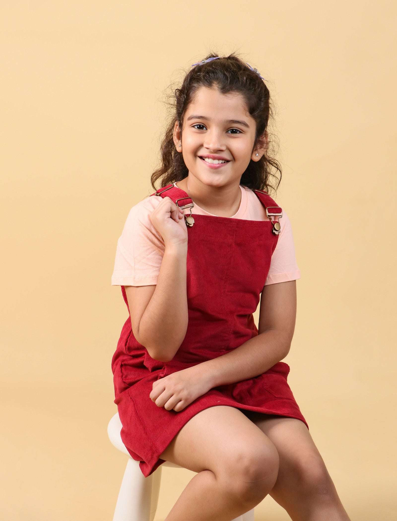 Classic Corduroy Pinafore Dress for Girls Kids (Red) - Tweeny Mini