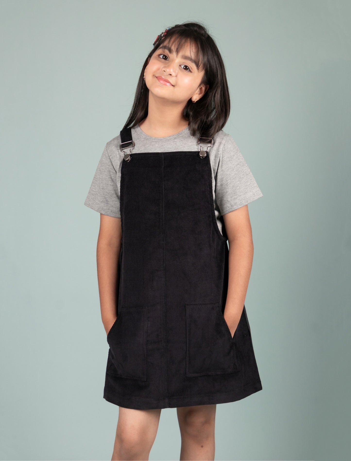 Classic Corduroy Pinafore Dress for Girls (Black) - Tweeny Mini