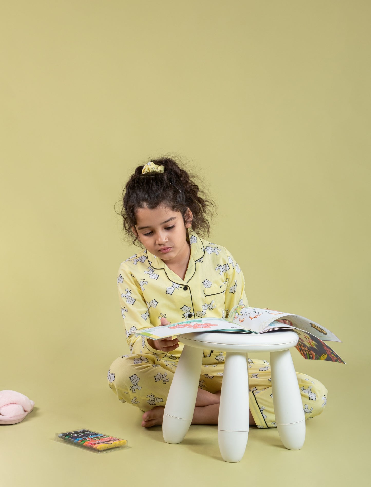 Tiger Cub Printed Nightwear For Girls Kids (Yellow) - Tweeny Mini