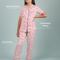 Pure Rayon Zebra Printed Kids Girls Nightwear Pajama Set (Half Sleeves, Pink) - Tweeny Mini