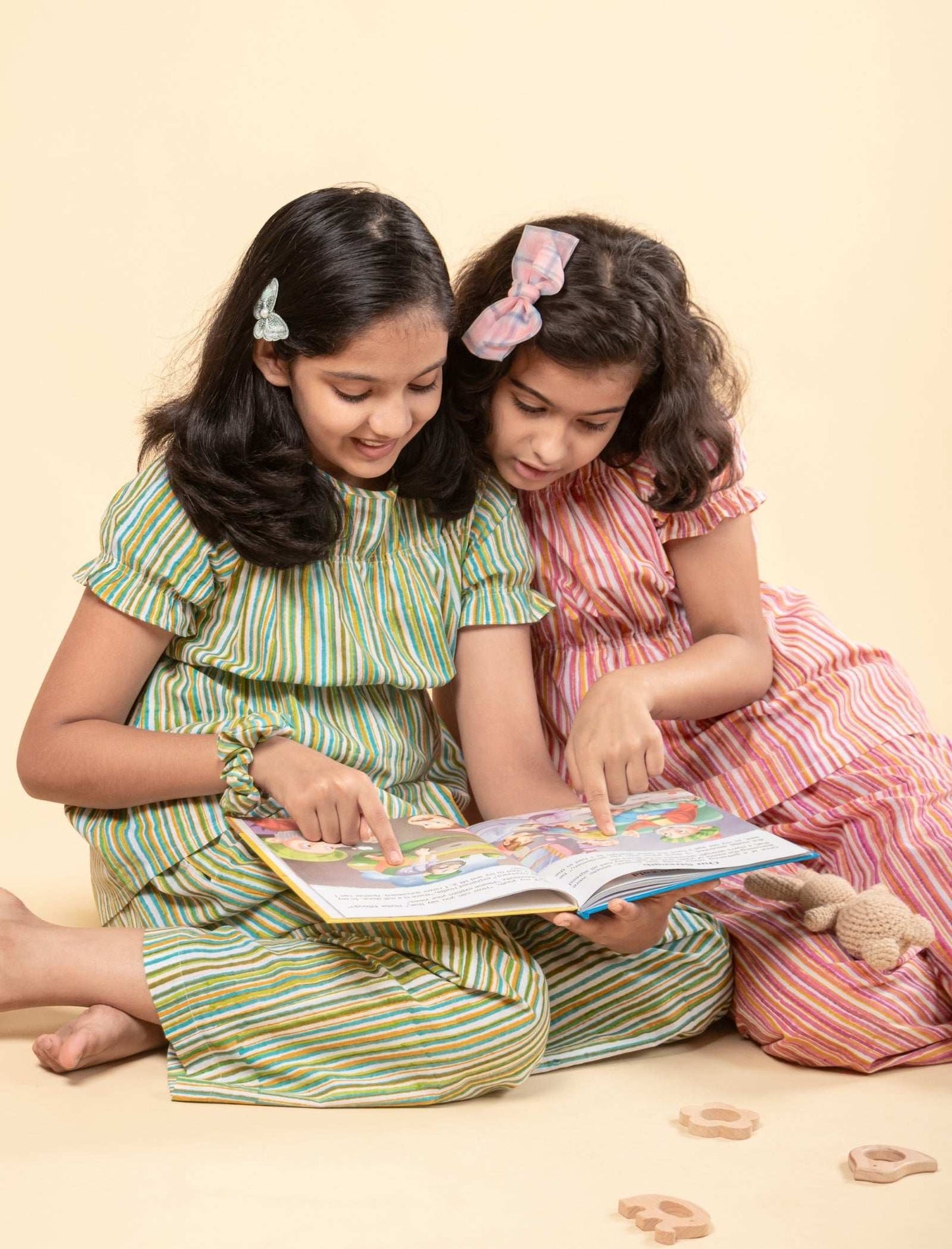 Hand Block Printed Pure Cotton Nightsuits for Girls (Green) - Tweeny Mini