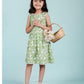 Hand Block Floral Printed Cotton Frock for Kids Girls (Green) - Tweeny Mini
