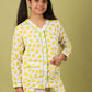 Lemon Printed Pure Cotton Girls Nightsuit (Lemon Yellow) - Tweeny Mini