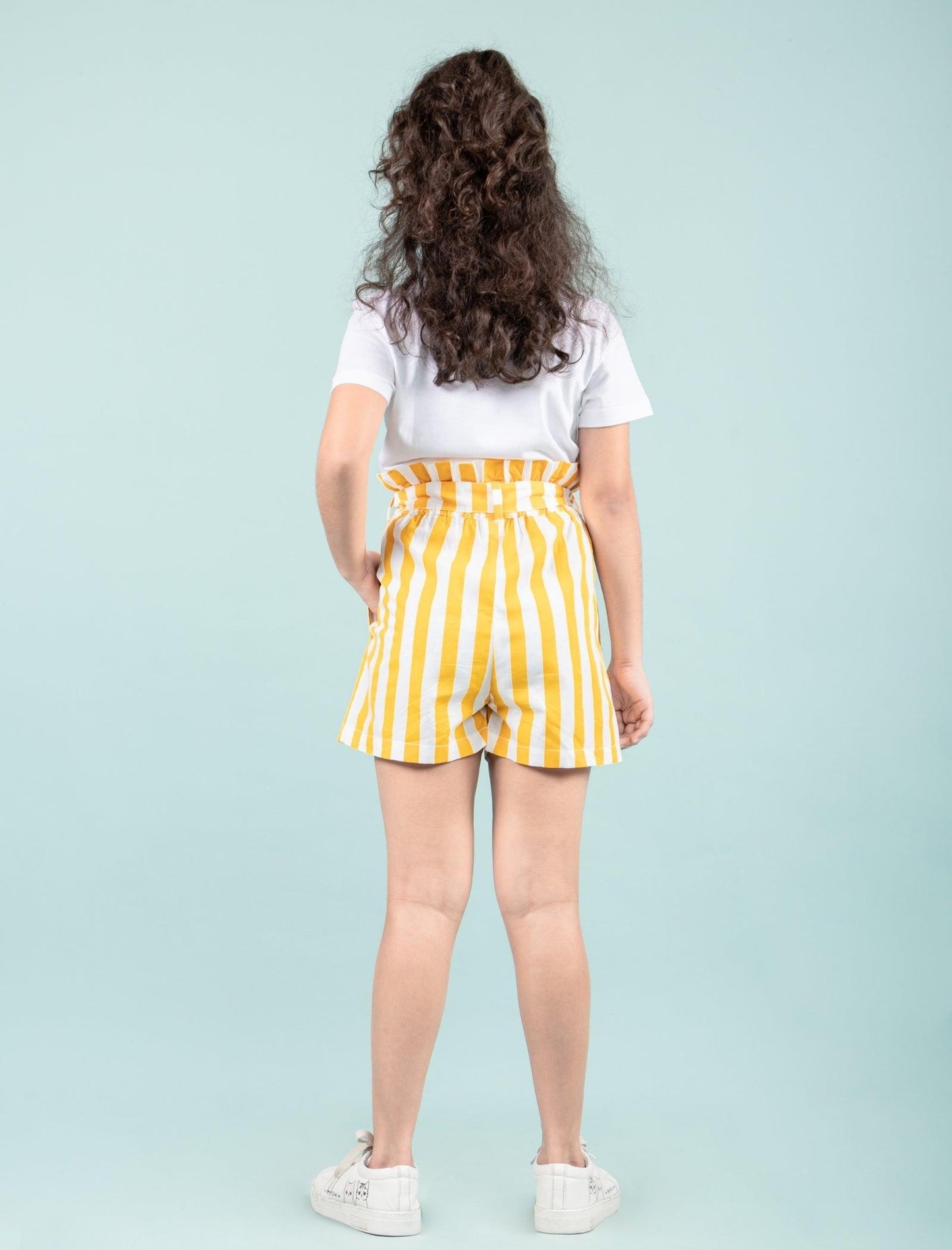 Pure Cotton Shorts For Girls Kids (Yellow) - Tweeny Mini