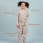 Pure Rayon Floral Night Suit for Girls Kids with Pyjama Set (Full Sleeves, Beige) - Tweeny Mini