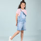 Girls Kids Summer Denim Short Dungaree with T-shirt Combo Set (Light Blue) - Tweeny Mini