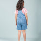 Girls Kids Summer Denim Short Dungaree with T-shirt Combo Set (Light Blue) - Tweeny Mini