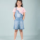 Girls Kids Summer Denim Short Dungaree with T-shirt Combo Set (Light Blue) - Tweeny Mini