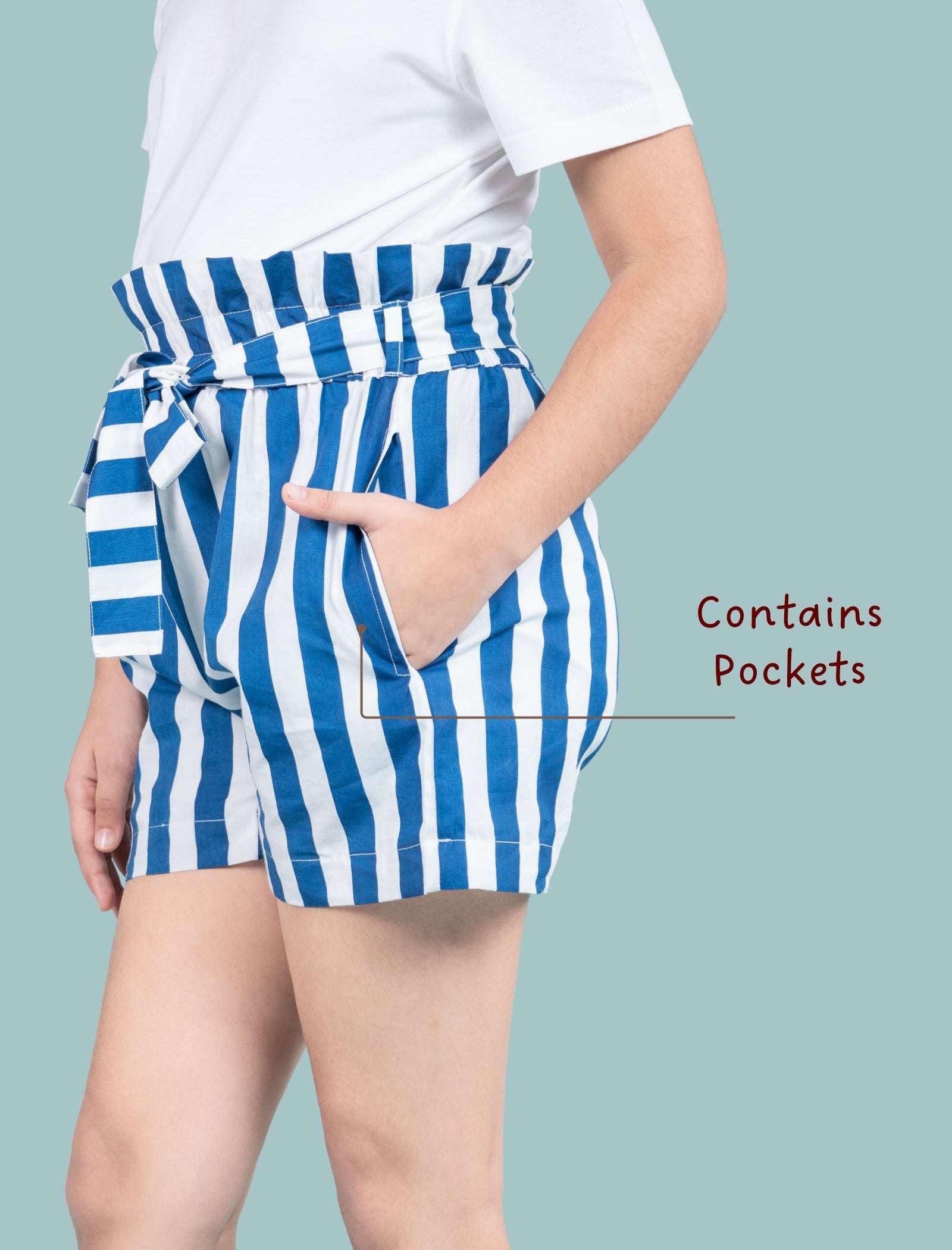 Pure Cotton Summer Shorts For Kids Girls (Blue) - Tweeny Mini