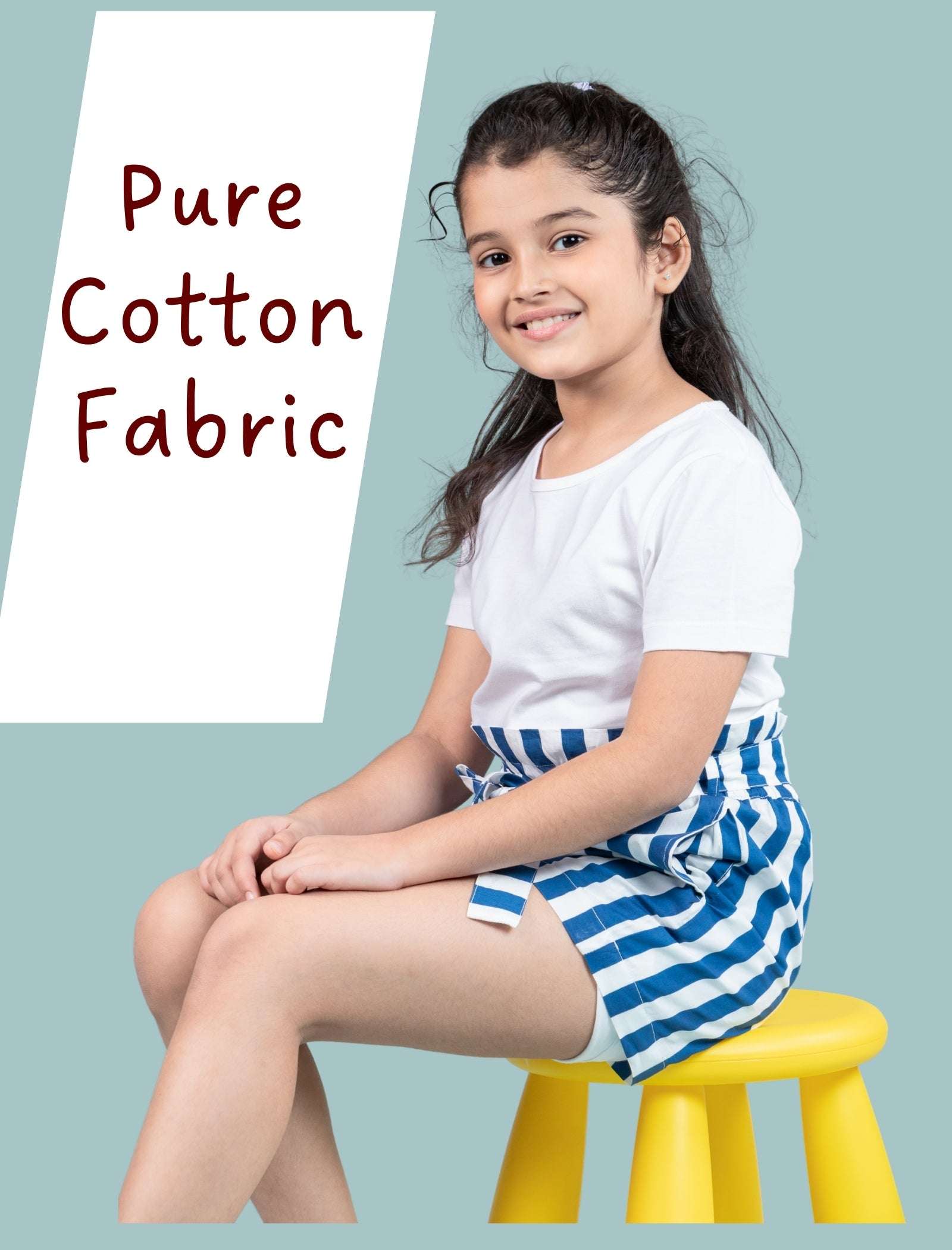 Pure Cotton Summer Shorts For Kids Girls (Blue) - Tweeny Mini