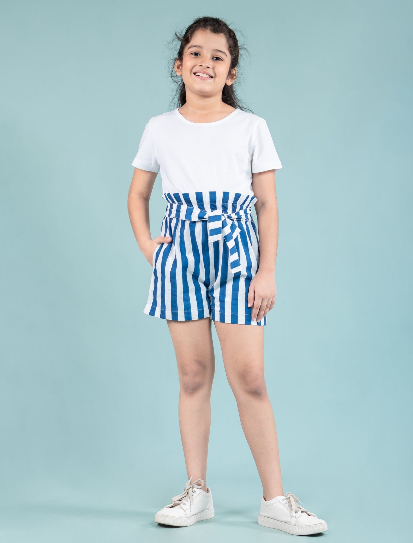 Pure Cotton Summer Shorts For Kids Girls (Blue) - Tweeny Mini