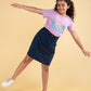 Premium Corduroy Skirt for Kids Girls (Blue) - Tweeny Mini