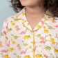Dinosaur Printed Sleepwear for Girls Kids (Full Sleeves, Cream) - Tweeny Mini