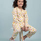 Dinosaur Printed Sleepwear for Girls Kids (Full Sleeves, Cream) - Tweeny Mini