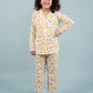 Dinosaur Printed Sleepwear for Girls Kids (Full Sleeves, Cream) - Tweeny Mini