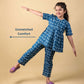Peacock Print Night Suit for Kids Girls (Indigo Blue) - Tweeny Mini