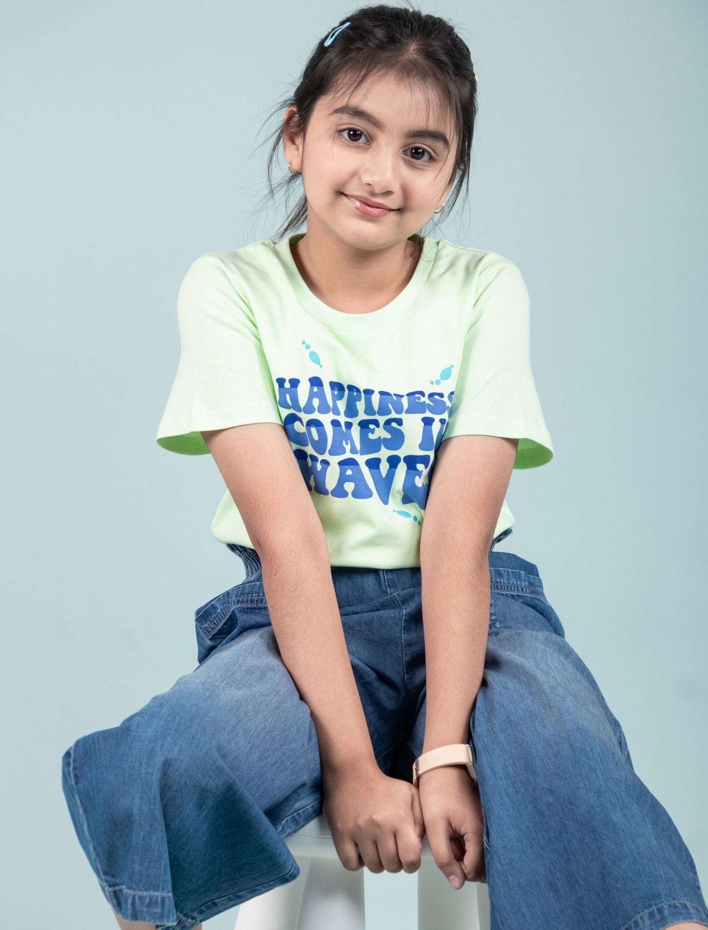 Summer Printed Graphic Tees for Girls Kids (Lime Green) - Tweeny Mini