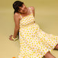 Premium Cotton Lemon Printed Summer Dress Kids Girls with Scrunchies (Yellow) - Tweeny Mini