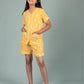 Floral Night Dress for Girls Kids with Shorts Set (Yellow) - Tweeny Mini