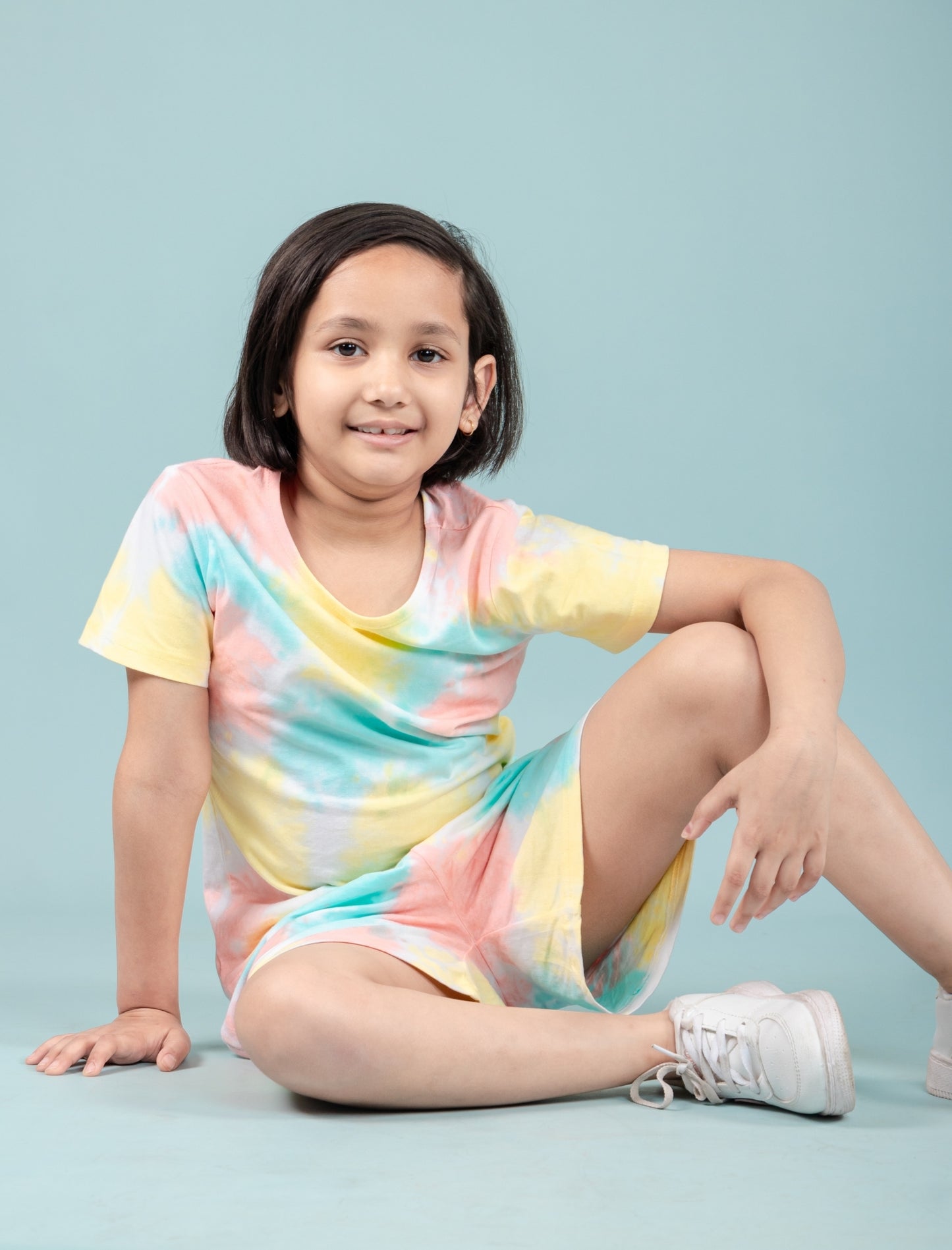 Pure Cotton Tie-Dye Summer Night Dress for Girls Kids (Multi Colour) - Tweeny Mini