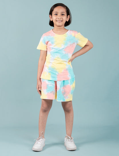 Pure Cotton Tie-Dye Summer Night Dress for Girls Kids (Multi Colour) - Tweeny Mini