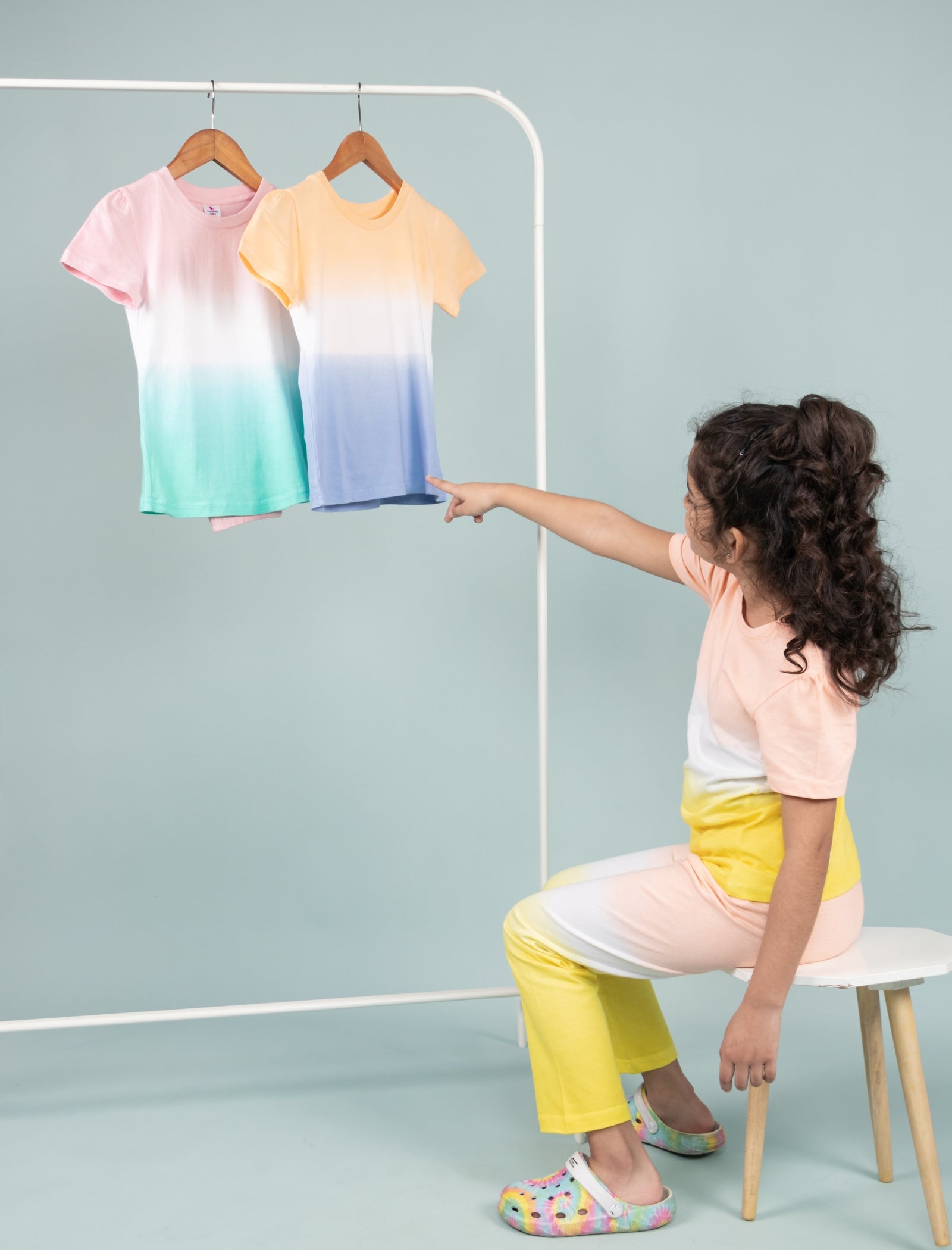 Ombre Tie-Dye Girls Nightsuit for Kids Girls with Pyjama Set (Yellow Peach) - Tweeny Mini