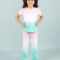 Ombre Style Tie-Dye Nightsuit for Girls Kids (Pink-Green) - Tweeny Mini