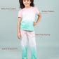 Ombre Style Tie-Dye Nightsuit for Girls Kids (Pink-Green) - Tweeny Mini