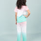 Ombre Style Tie-Dye Nightsuit for Girls Kids (Pink-Green) - Tweeny Mini