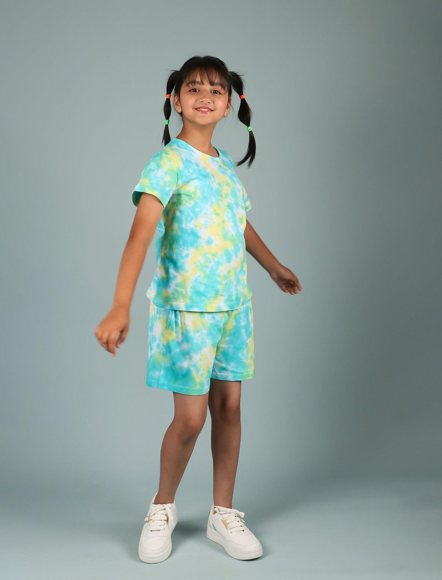 Super Soft Tie-Dye Girls Co-ord set (Lemon Green) - Tweeny Mini