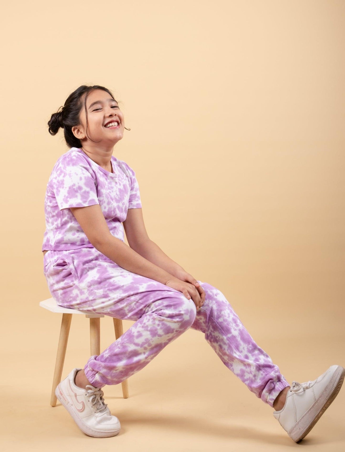 Trendy Summer Tie-Dye Joggers Kids Girls with Crop Top (Lavender) - Tweeny Mini