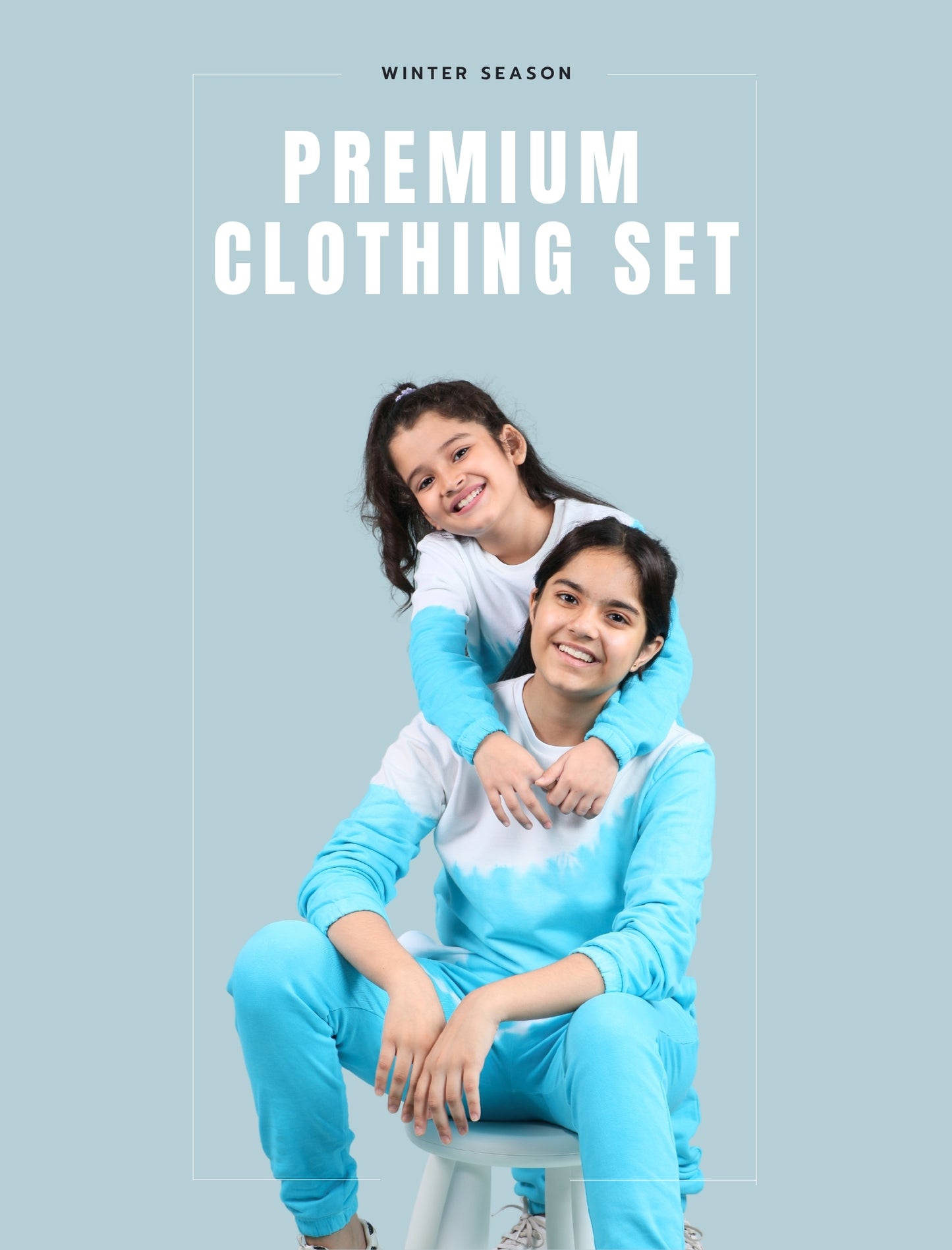 Tie Dye Winter Joggers for Girls Kids Co-ord Set (Scuba Blue) - Tweeny Mini