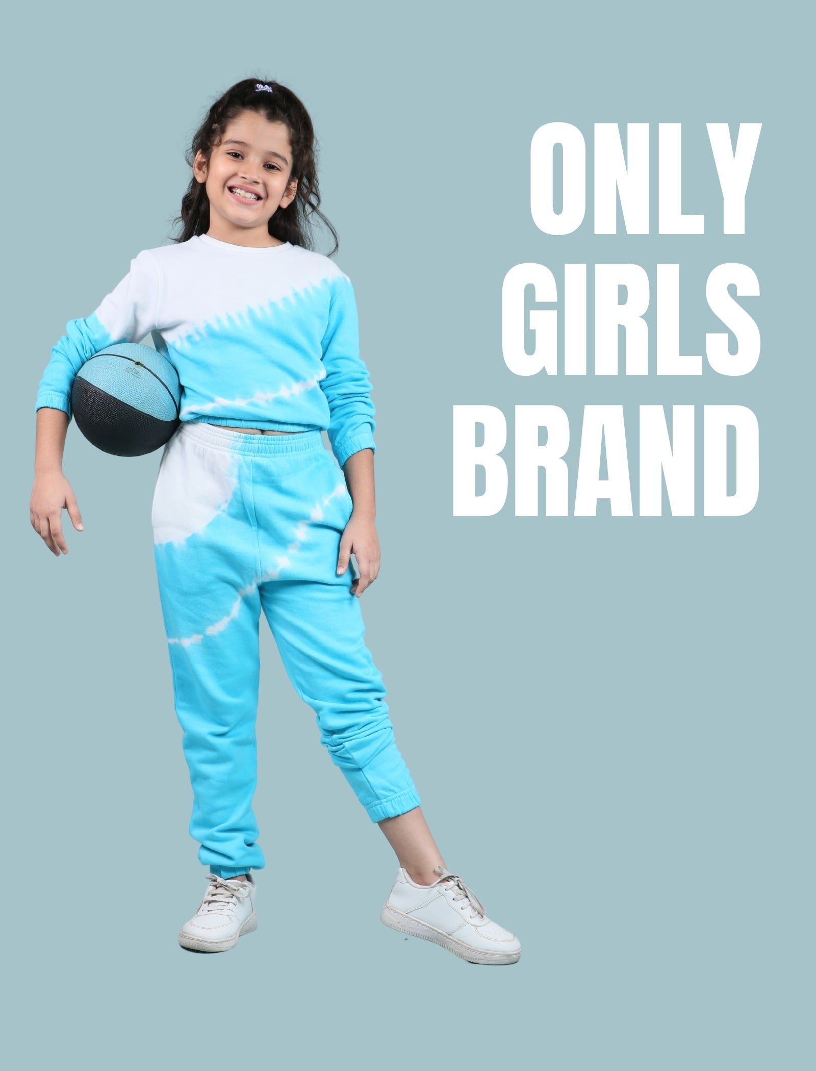 Tie Dye Winter Joggers for Girls Kids Co-ord Set (Scuba Blue) - Tweeny Mini