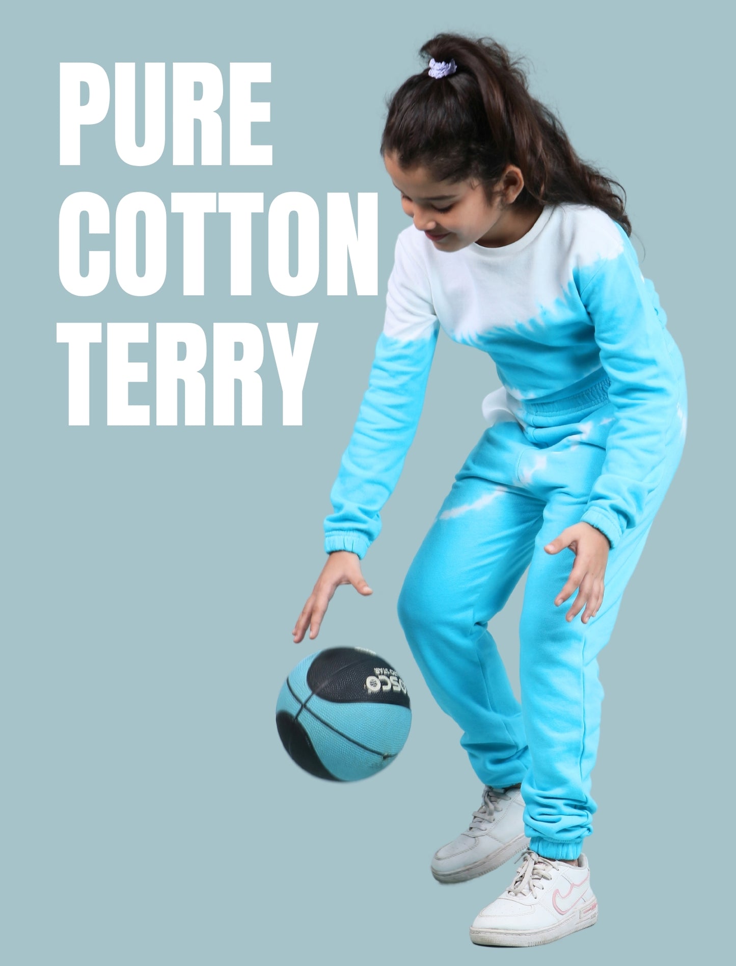 Tie Dye Winter Joggers for Girls Kids Co-ord Set (Scuba Blue) - Tweeny Mini