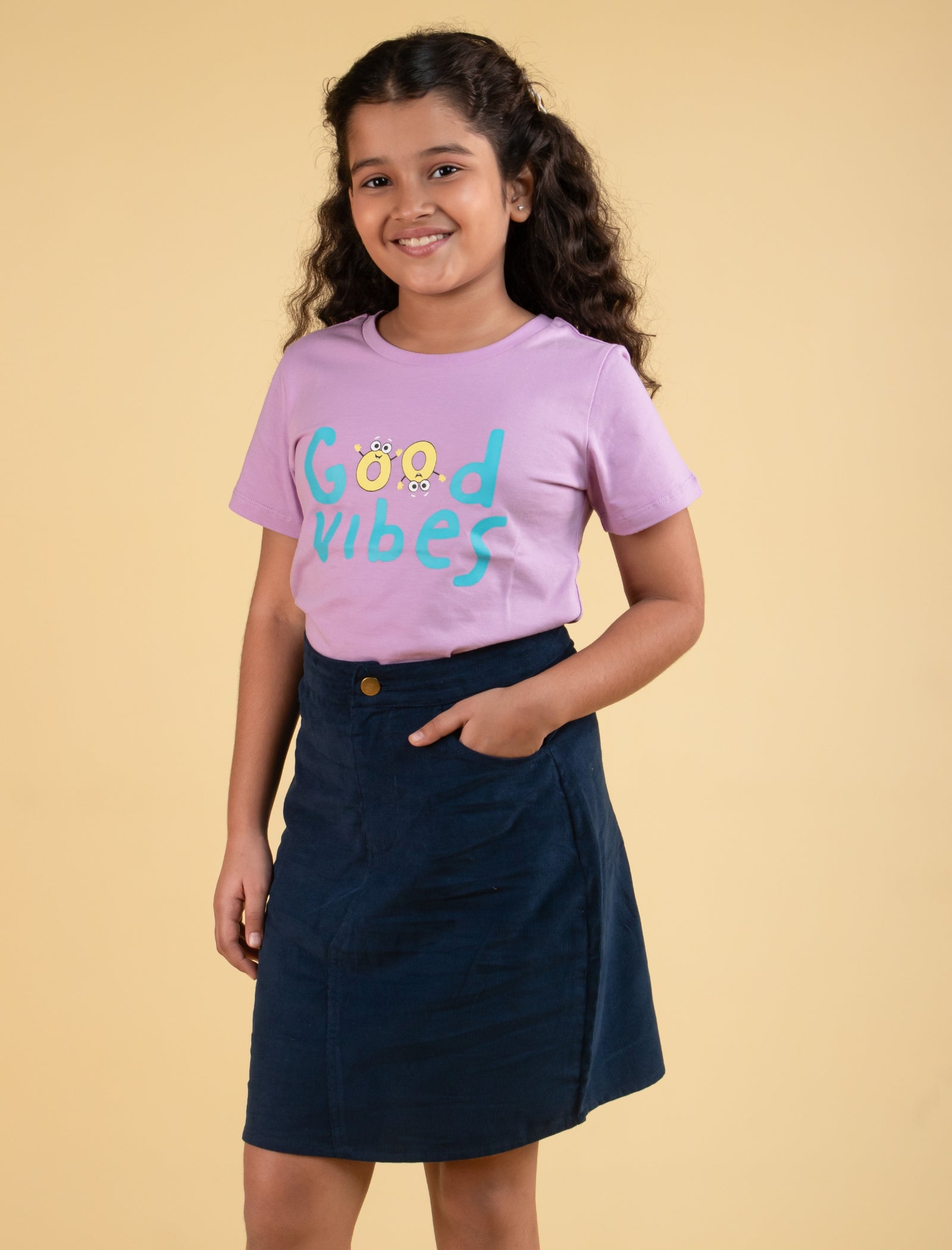 Premium Cotton Top with Skirt Combo Set for Girls Kids (Blue) - Tweeny Mini