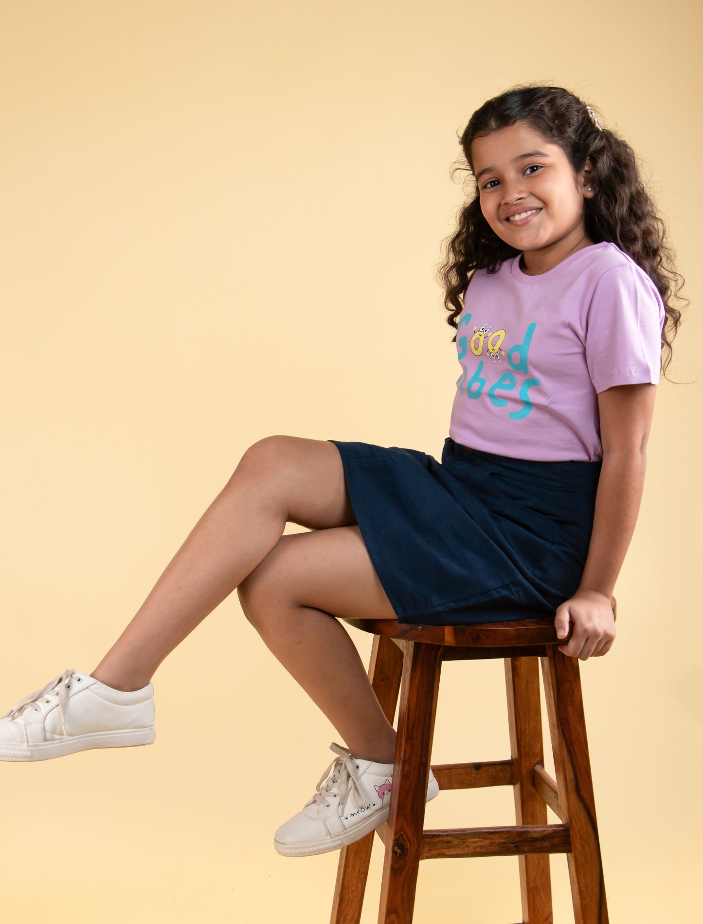 Premium Cotton Top with Skirt Combo Set for Girls Kids (Blue) - Tweeny Mini