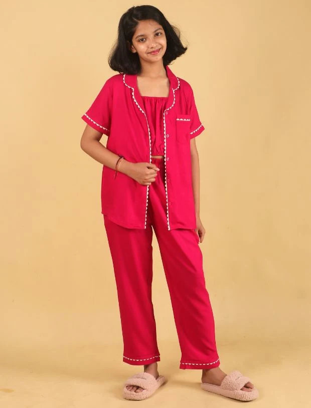 Opal Dreams Best Nightsuit For Girls Kids (Virtual Pink)