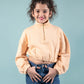 Premium Terry Cotton Zippered Sweatshirt for Girls Kids (Peach) - Tweeny Mini