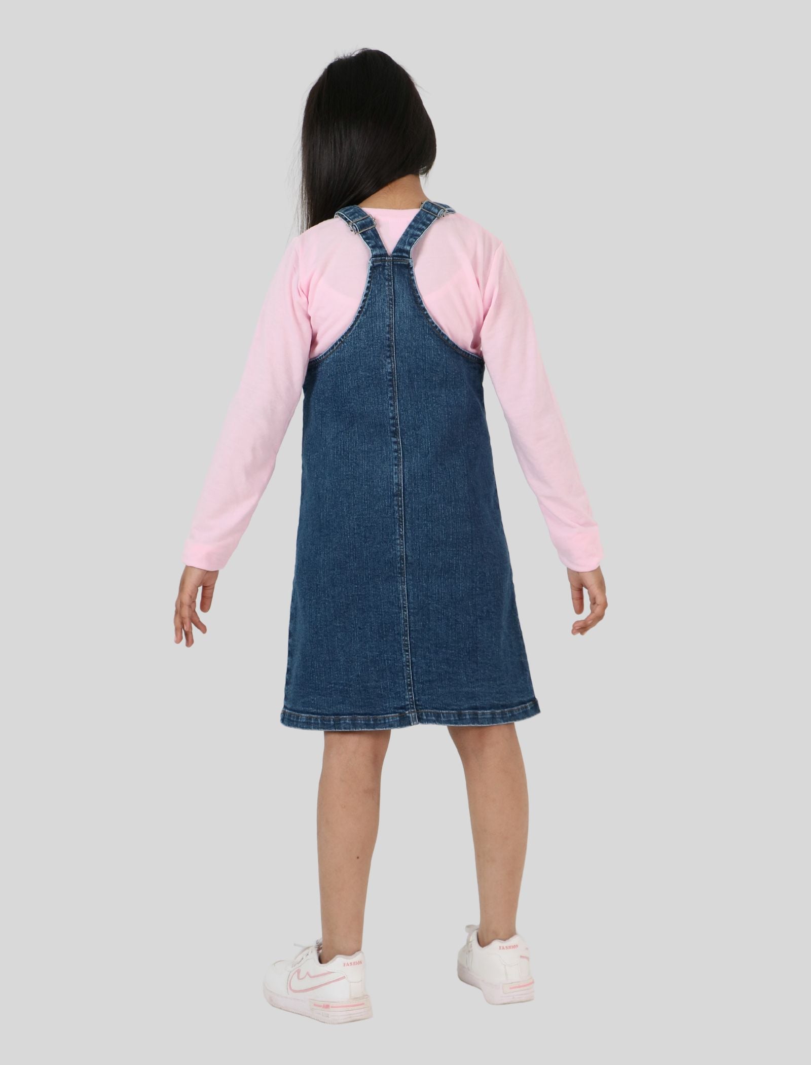 Button Denim Midi Pinafore Dress (Light Blue) – Megoosta Fashion