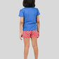 Summer Pure Cotton Blue T-Shirt and Red Shorts Combo Set. (Half-Sleeves)