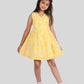 Girls Kids Hand Block Printed Floral Summer Wrap Dress (Yellow)